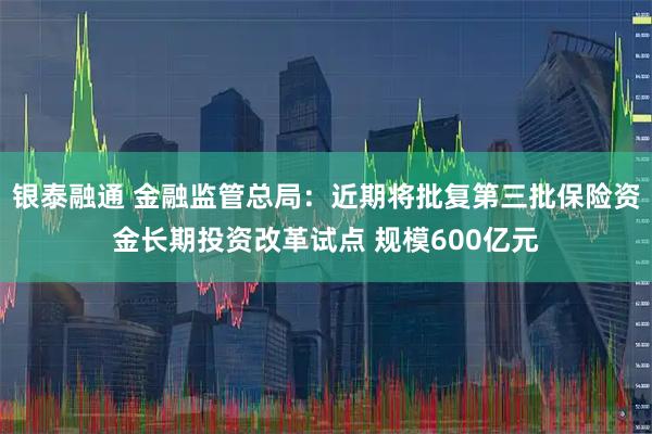 银泰融通 金融监管总局：近期将批复第三批保险资金长期投资改革试点 规模600亿元