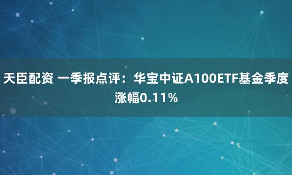 天臣配资 一季报点评：华宝中证A100ETF基金季度涨幅0.11%