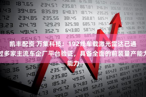 凯丰配资 万集科技：192线车载激光雷达已通过多家主流车企厂平台验证，具备全面的前装量产能力